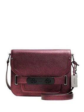 Euc Coach Swagger Metallic Cherry Red Shoulder Bag Purse